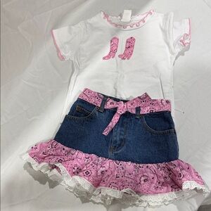 Ruffle Trim White and Pink Kids' Top